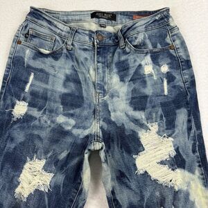 Judy Blue Jeans Women's 28‎ Bleached Blue Tye Dye Denim Stretch Distressed